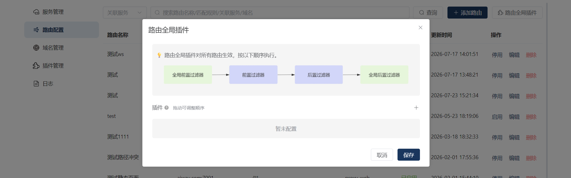 路由全局插件配置弹窗